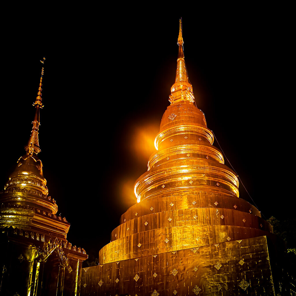 A golden temple from the Old Town area in Chiang Mai